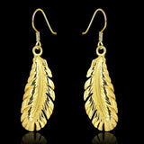 Rose Gold Plated Earrings Drop Dangle Fish Hook Leaf 52" L265