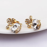 Rose Gold Platinum Plated Earrings Stud AAA Zirconia Push Back .4" L296