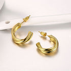 Rose Gold Platinum Plated  Earrings Stud  Push Back .8" L240