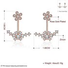 Rose Gold Platinum Plated  Earrings AAA Zirconia Push Back Flowers .72" L224