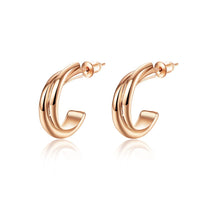 Rose Gold Platinum Plated  Earrings Stud  Push Back .8" L240