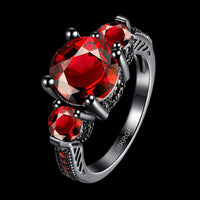 Gold Plated Black Gunmetal P Fashion Ring Red AAA Zirconia Women B319