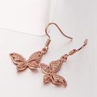 Rose Gold Platinum Plated  Earrings AAA Zirconia Fish Hook Butterfly .52 L230