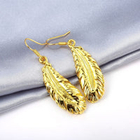 Rose Gold Plated Earrings Drop Dangle Fish Hook Leaf 52" L265