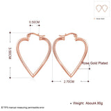 Rose Gold Plated Earrings Hoop Hinged Hoop Hearts 1" L270