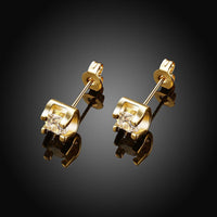 Rose Gold Platinum Plated Earrings Stud AAA Zirconia Push Back .24" L323