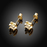 Rose Gold Platinum Plated Earrings Stud AAA Zirconia Push Back .24" L323
