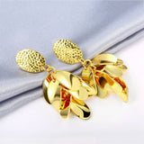 Rose Gold Plated  Earrings Drop Dangle Push Back .52" L264