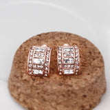 Rose Gold Platinum Plated  Earrings Stud AAA Zirconia Push Back .36" L297