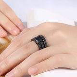 Gold Plated Black Gunmetal P Fashion Set Ring  AAA Zirconia Women B344