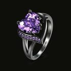 Gold Plated Black Gunmetal P Fashion Ring Red AAA Zirconia Women Heart B314