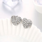 Rose Gold Platinum Plated  Earrings Stud AAA Zirconia Push Back Heart .64" L241