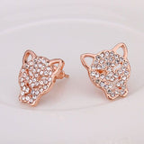 Rose Gold Platinum Plated  Earrings Stud AAA Zirconia Push Back  Puma .52" L314