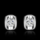 Rose Gold Platinum Plated Earrings AAA Zirconia Push Back .28" L258