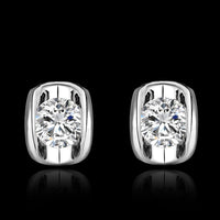 Rose Gold Platinum Plated Earrings AAA Zirconia Push Back .28" L258