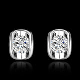 Rose Gold Platinum Plated Earrings AAA Zirconia Push Back .28" L258
