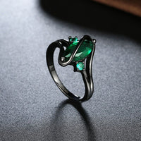 Gold Plated Black Gunmetal P Fashion Ring AAA Zirconia Women  B320