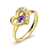 Stainless Steel Fashion Ring AAA Zirconia Women Heart B456