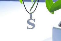 Stainless Steel Leather Necklace Pendant Lover Letter Initial Alphabet