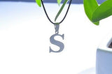 Stainless Steel Leather Necklace Pendant Lover Letter Initial Alphabet