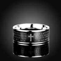 Stainless Steel Fashion Ring Black Women Cross Prayer B457