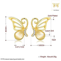 Rose Gold Plated Earrings Stud AAA Zirconia Push Back Butterfly .64" L271