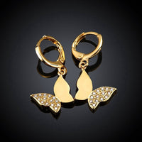 Rose Gold Plated Earrings Drop Dangle AAA Zirconia Leverback Butterfly .6" L231