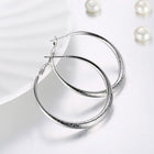 Rose Gold Platinum Plated  Earrings Hoop French Clip  1.64" L238