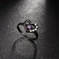 Stainless Steel Fashion Ring AAA Zirconia Women Heart B456