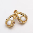 Rose Gold Platinum Plated  Earrings Stud AAA Zirconia Push Back Drop .52" L288