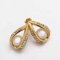 Rose Gold Platinum Plated  Earrings Stud AAA Zirconia Push Back Drop .52" L288