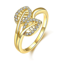 Rose Gold Plated Fashion  Ring AAA Zirconia Women Leaves B243