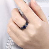 Gold Plated Black Gunmetal P Fashion Set Ring AAA Zirconia Women  B318