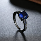 Gold Plated Black Gunmetal  P Fashion Ring AAA Zirconia Women B315
