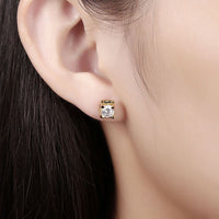 Rose Gold Platinum Plated Earrings Stud AAA Zirconia Push Back .24" L323