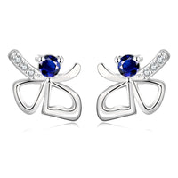 Rose Gold Platinum Plated Red Earrings Stud AAA Zirconia Push Back Bow .44" L233
