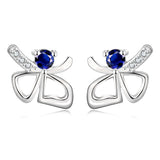 Rose Gold Platinum Plated Red Earrings Stud AAA Zirconia Push Back Bow .44" L233