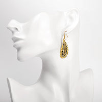 Rose Gold Plated Earrings Drop Dangle Fish Hook Leaf 52" L265