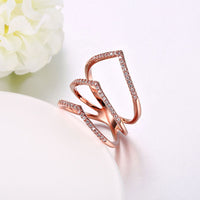 Rose Gold Platinum  Plated Fashion Ring AAA Zirconia Women knuckle B312