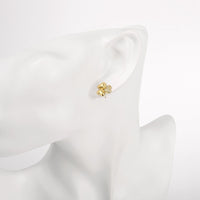 Rose Gold Plated Earrings Stud AAA Zirconia Push Back Hearts .44" L269