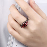 Gold Plated Black Gunmetal P Fashion Ring Red AAA Zirconia Women B319