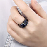 Gold Plated Black Gunmetal P Fashion Set Ring AAA Zirconia Women B325