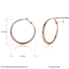 Rose Gold Platinum Plated  Earrings Hoop French Clip  1.64" L238