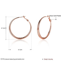 Rose Gold Platinum Plated  Earrings Hoop French Clip  1.64" L238