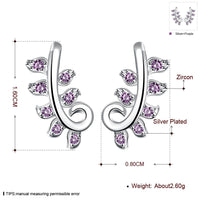 Sterling Silver Plated Purple Earrings Ear Cuff AAA Zirconia Push Back .32" L433