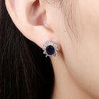 Platinum Plated Colors  Earrings Stud AAA Cubic Zirconia Push Back .48" L246