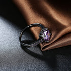 Gold Plated Black Gunmetal  P Fashion Ring AAA Zirconia Women B315