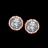 Rose Gold Plated Earrings Stud Czech Drill AAA Zirconia Push Back .34 L172