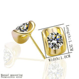 Gold Platinum Plated  Earrings Stud AAA Zirconia Push Back .36" L245